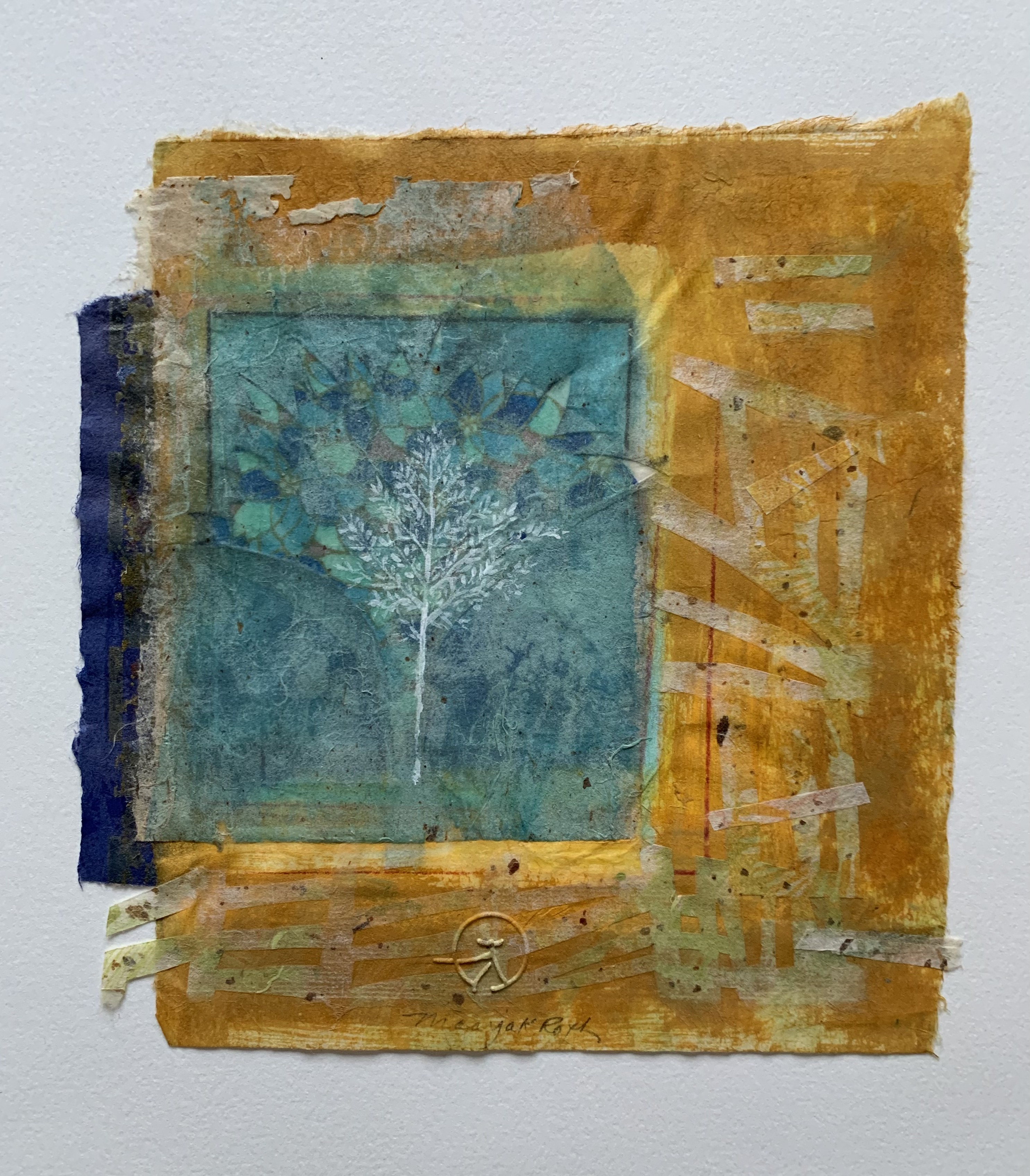 "Across the Fields", 7 3/4 " x 7 1/4", monoprint collage